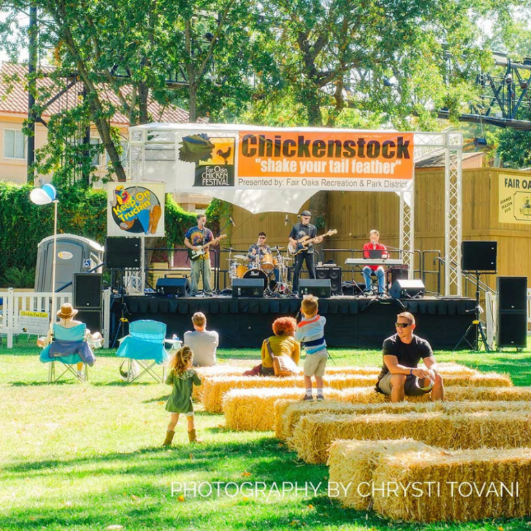 people listening to a band in the park