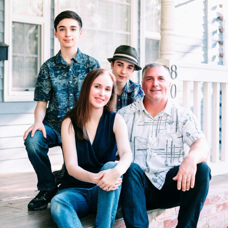 family on front porch
