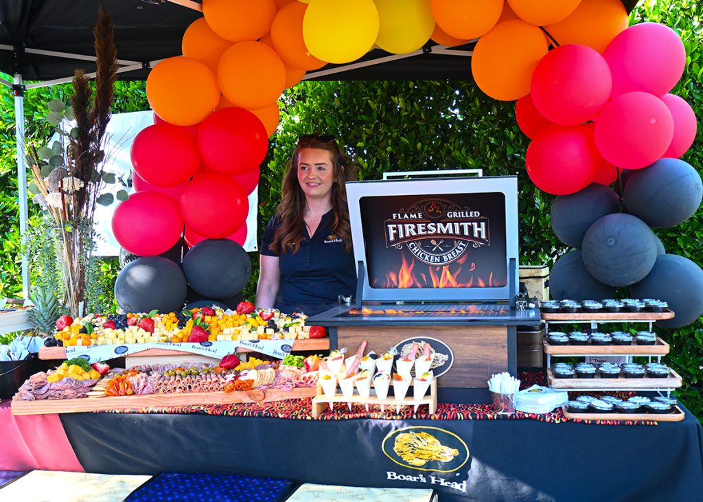 display of fruits and meats
