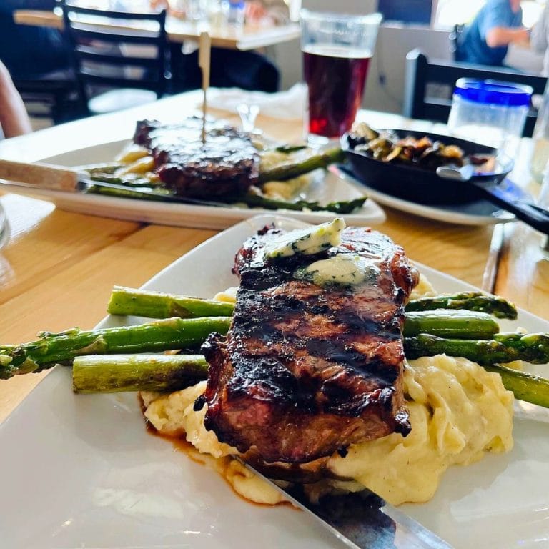 steak and mashed potatoes at smokey oaks tavern fair oaks