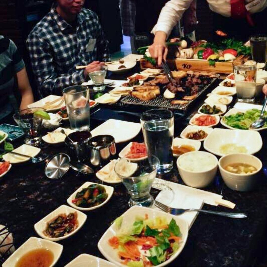 Red Alcove at KP International Market: Korean BBQ with table full of food
