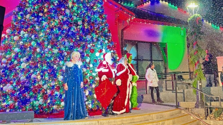 elsa, santa, and mrs claus at tree lighting in fair oaks 2025